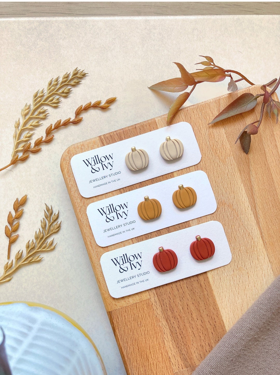 Autumn Earrings, Pumpkin Stud Earrings, Halloween Earrings, Autumn Fall