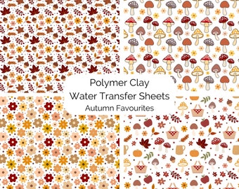 Water Transfer Decals For Polymer Clay, Autumn Pattern, Polymer Clay Decal, Transfer Sheet, Water Transfer Decal, Clay Decal, Clay Transfer