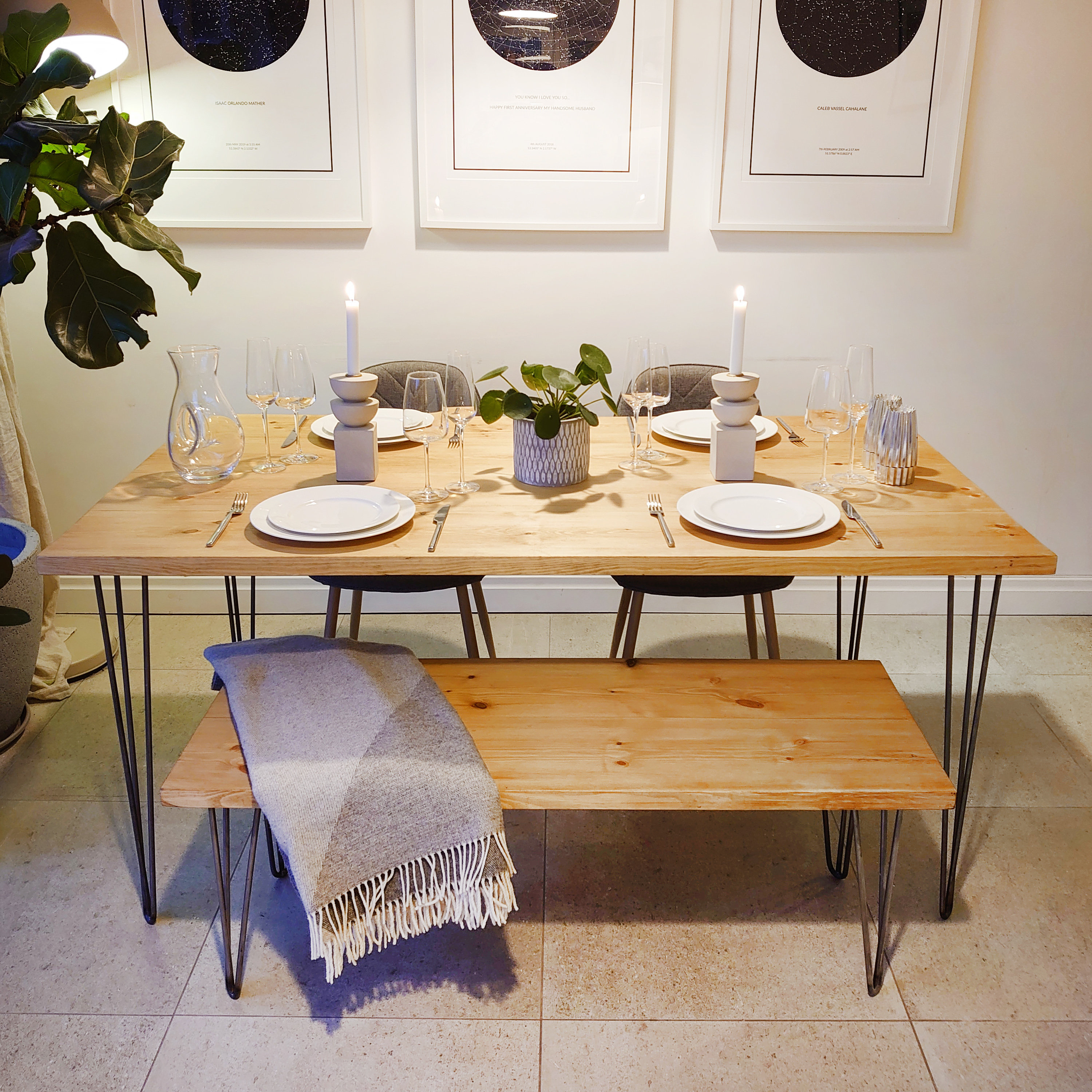 Mesa de comedor o banco de madera industrial con patas de | Etsy