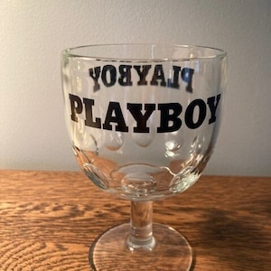 Vintage Playboy Beer Goblet ~ Playboy Beer Schooner ~ Collectible Playboy Barware ~ Playboy Thumbprint Beer Glass ~ Playboy Memorabilia