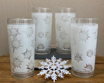 Snow Fox Rocks Glass Set MCM Gold Atomic Snowflake Cocktail Glass Set ~ Vintage Gold Starburst ...