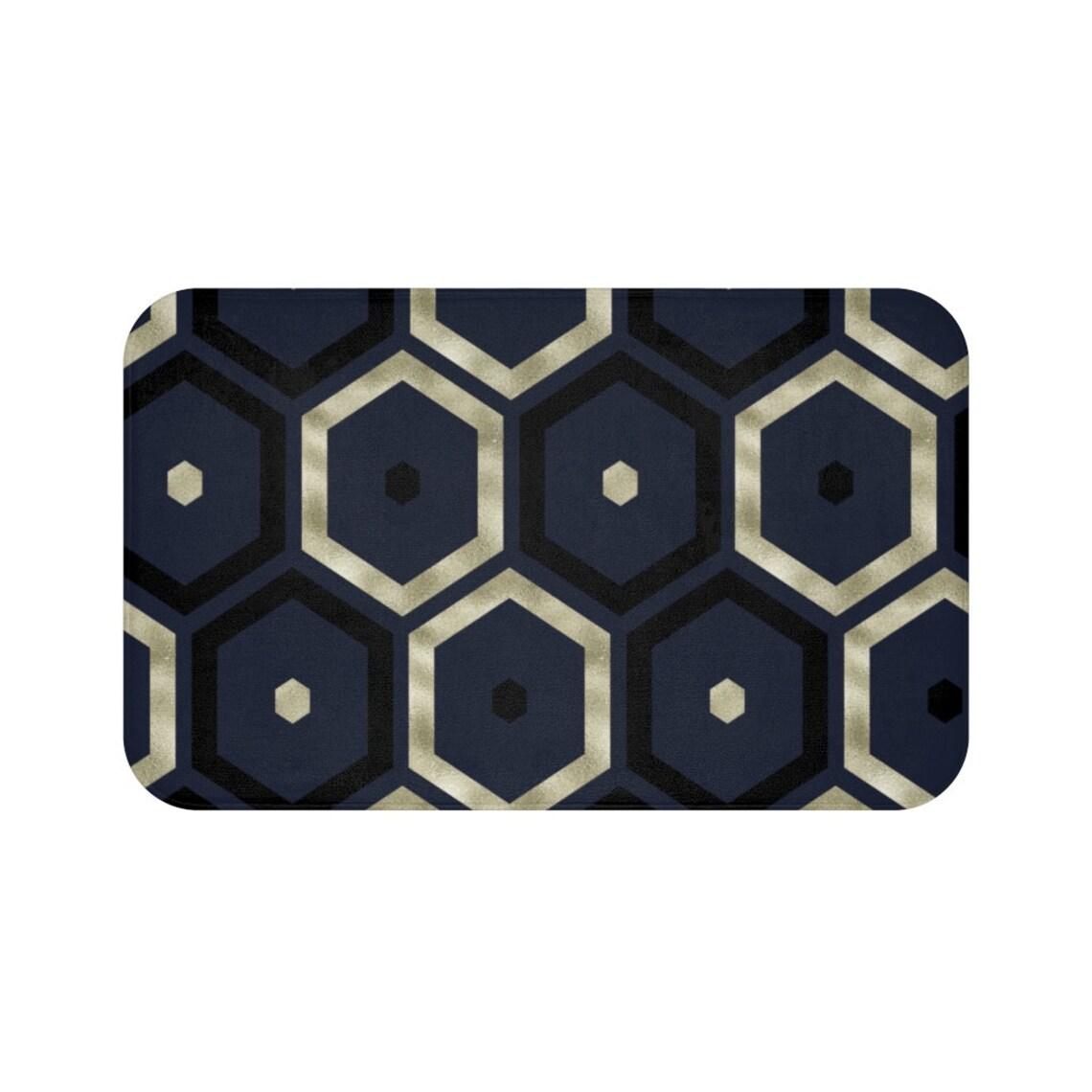 Bath Mat and Rug Dark Navy and Gold Geometric Design Etsy