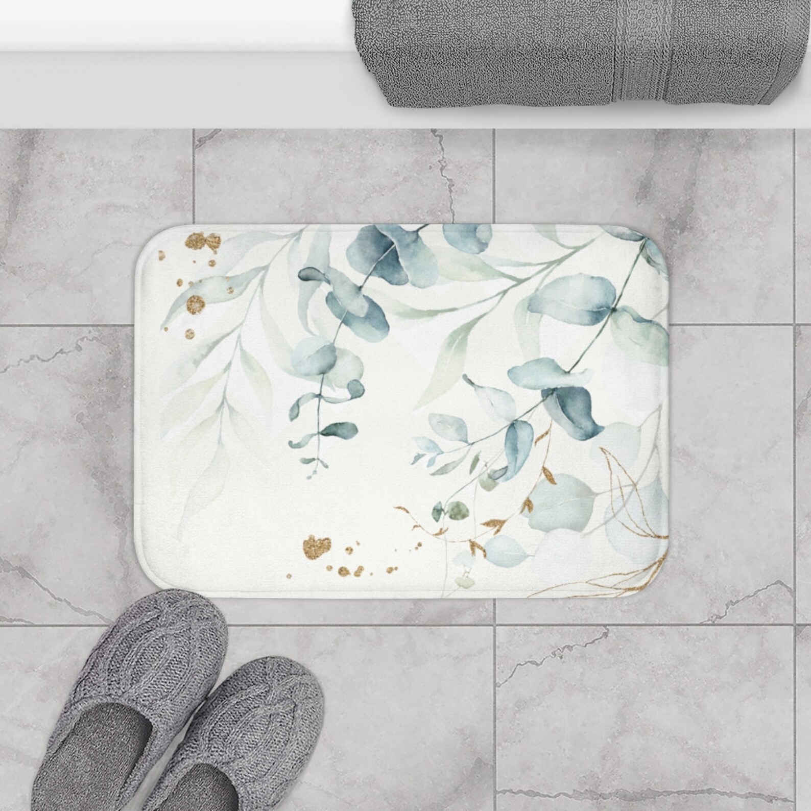 Eucalyptus Leaves Bathroom Rag Bath Mat Luxury and Elegant Etsy