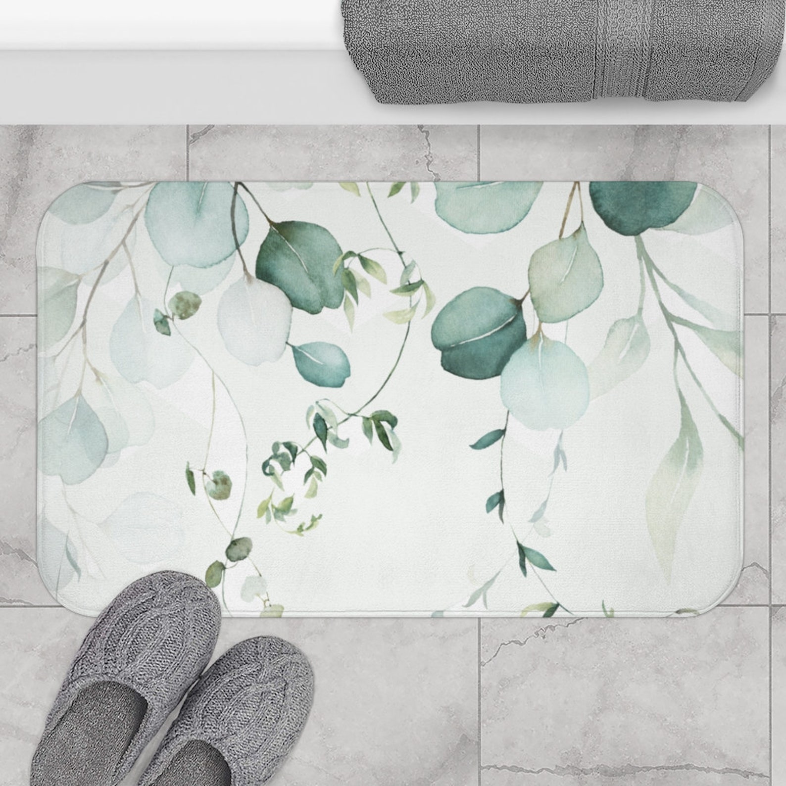 Eucalyptus Leaves Bathroom Rag Bath Mat Luxury and Elegant Etsy