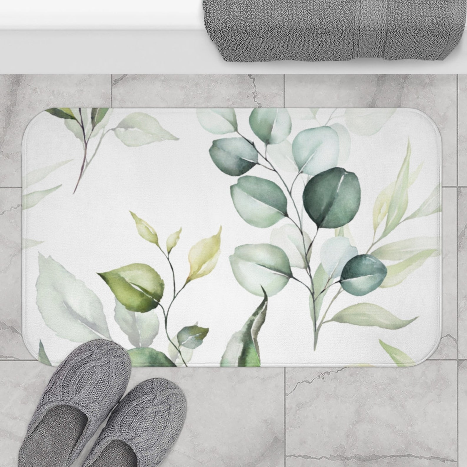 Eucalyptus Leaves Bathroom Rag Bath Mat Luxury and Elegant Etsy