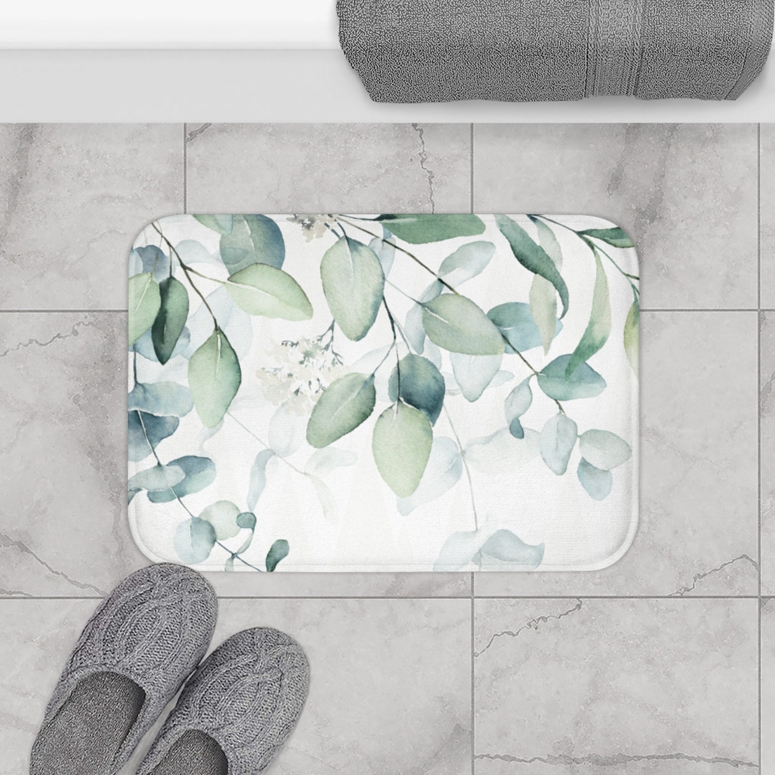Eucalyptus Leaves Bathroom Rag Bath Mat Luxury and Elegant Etsy