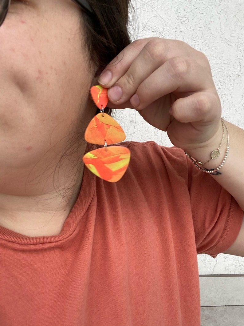 Fun Polymer Clay Earrings The Neon Watercolor Collection || Handmade Unique Bold Bright