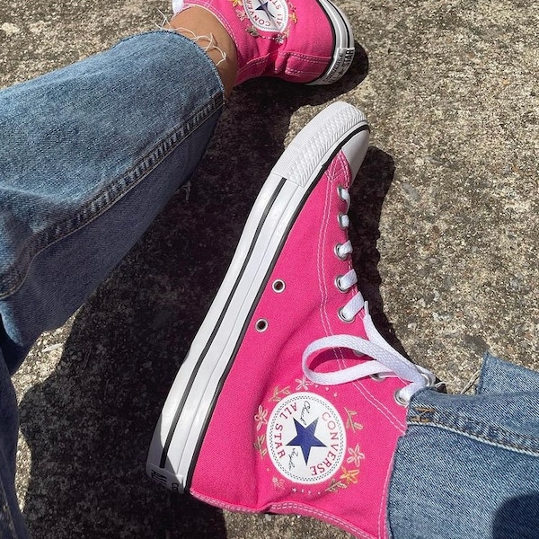 custom flower embroidered converse