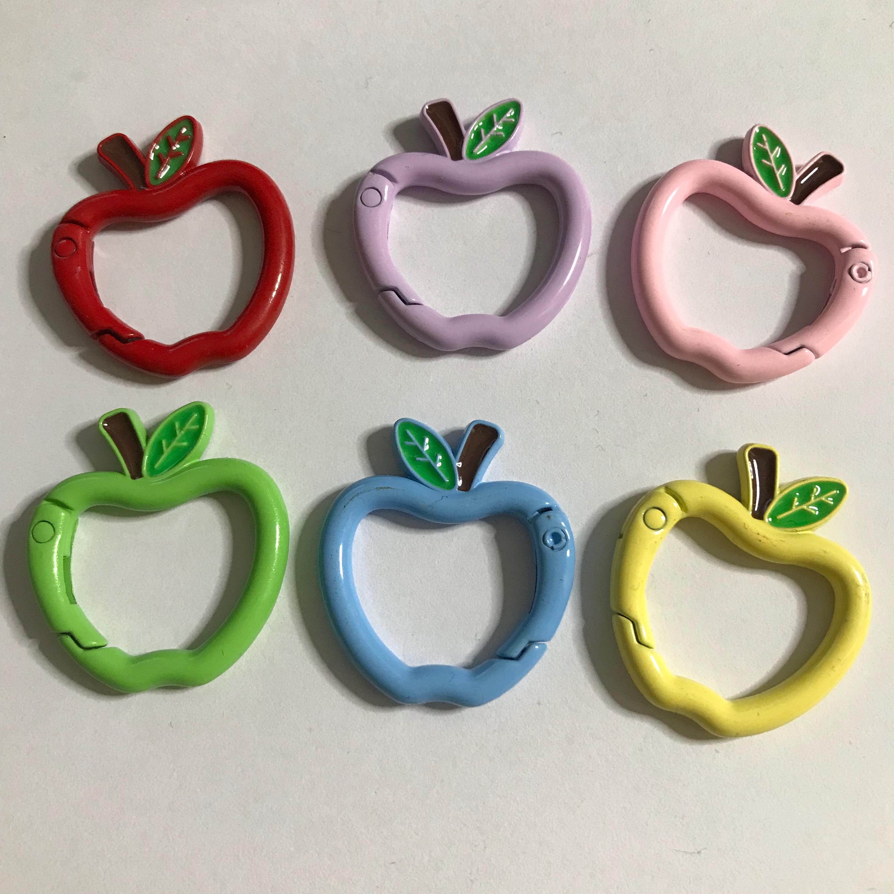 Apple Shaped Metal Carabiner Clip – Set of 4, Painted Decorative