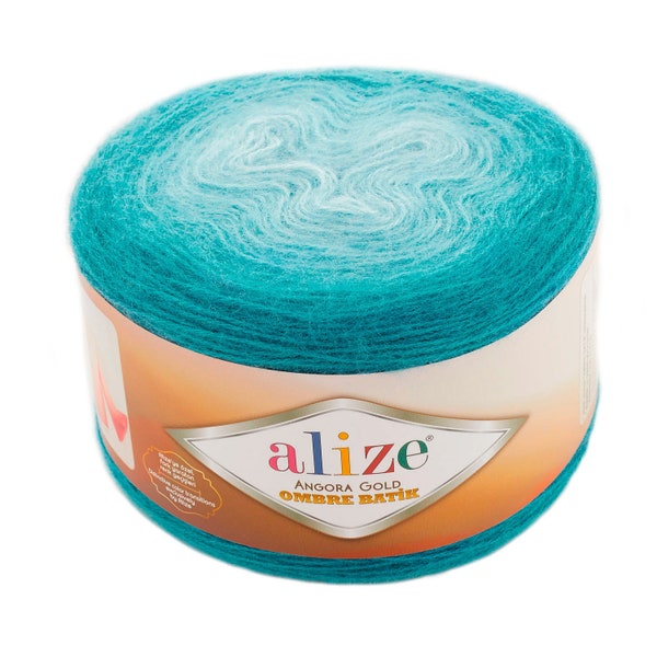 Alize Angora Gold Ombre Batik Yarn, Hilo de lana colorido de diferentes tonos, Hilo acrílico de lana, Hilo de invierno, Hilo suave, Hilo Ombre colorido