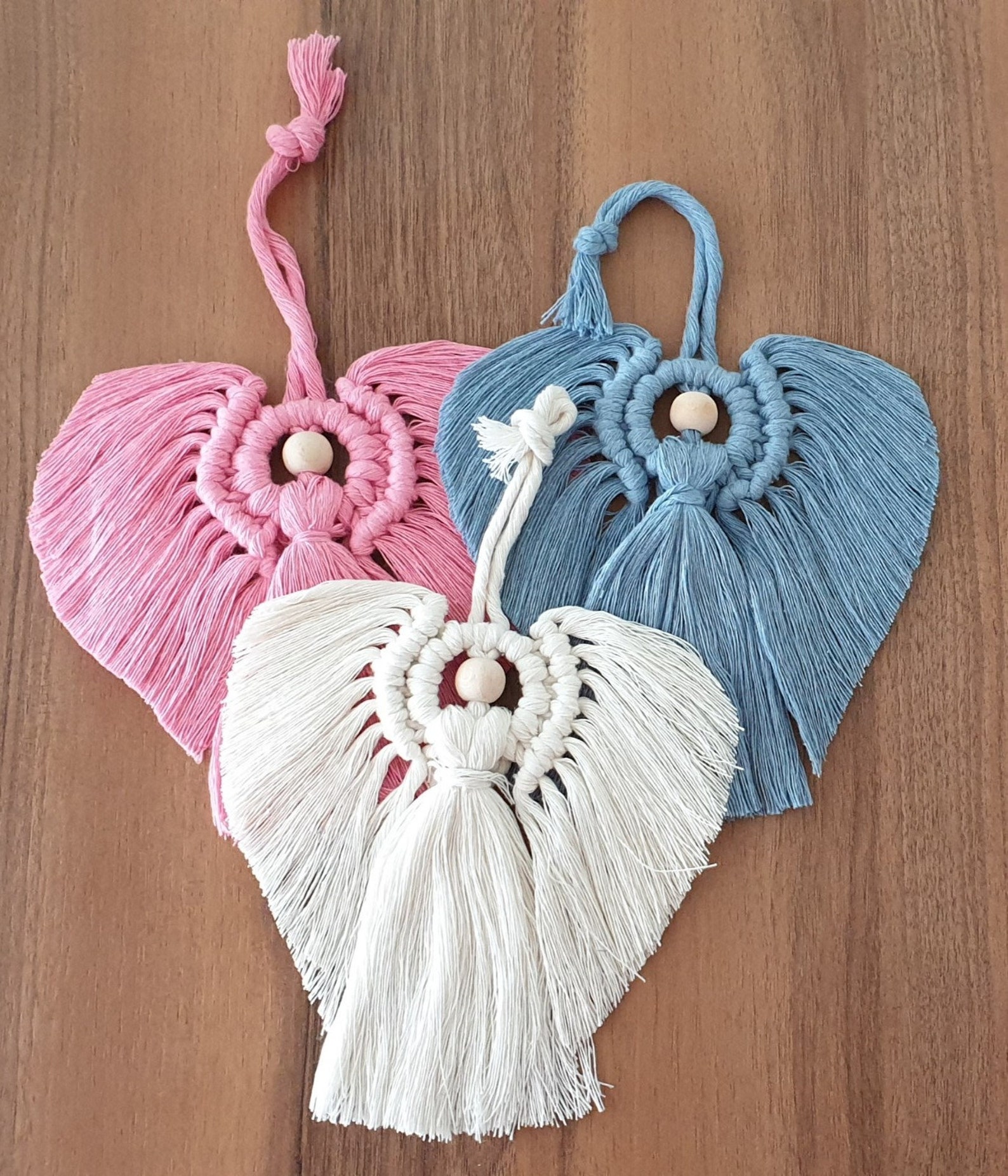 Macrame Angels with Beautiful Wings Colored Macrame Angel Etsy
