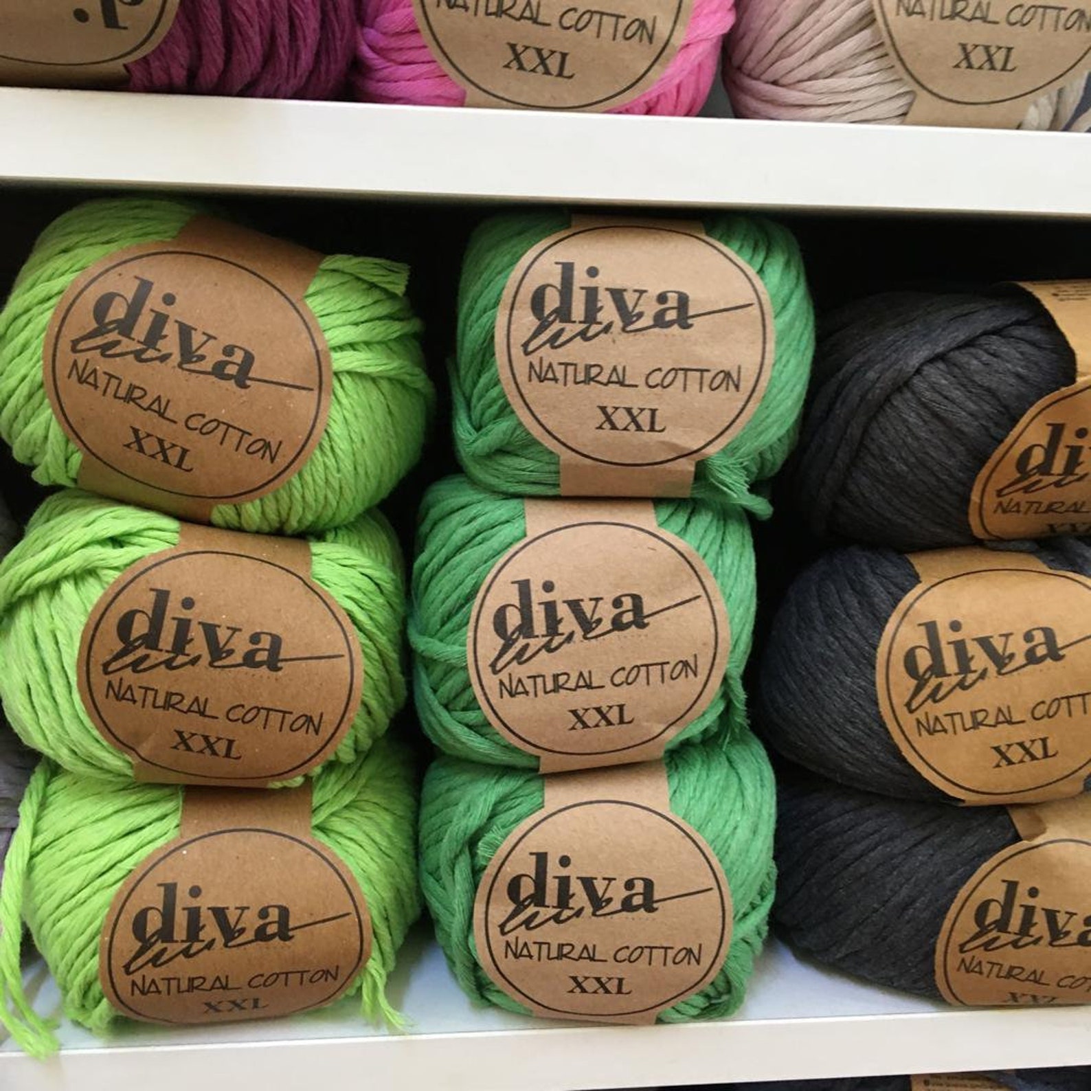 DIVA Natural Cotton XXL Yarn 100 gr / 3.53 oz 70 mt / 76.5 Etsy