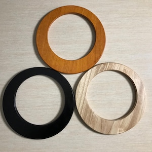 Round Wooden Bag Handles for Crochet and Macrame Bags, Natural Wood O Ring Purse Handles, 2 Pair Circular Handbag Crafting Supplies