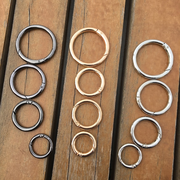 Round Spring Carabiner, Spring Round Circle Ring, Ring Push Gate, Spring Gate, O Clasp, Key ring Buckle, spring holder clasp for Handbags