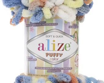 Alize Puffy Color yarn. Loopy yarn..Fingers knitting yarn .  fluffy yarn..chunky yarn.bulky yarn.baby soft yarn.. like suede