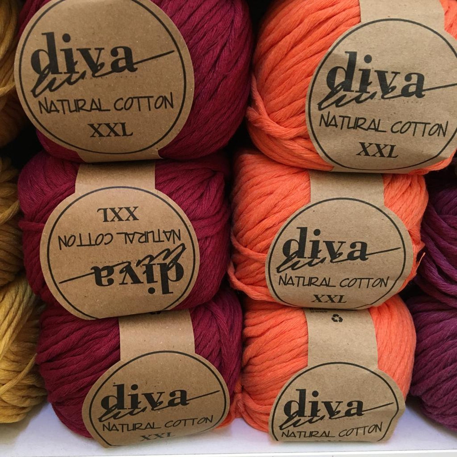 DIVA Natural Cotton XXL Yarn 100 gr / 3.53 oz 70 mt / 76.5 Etsy