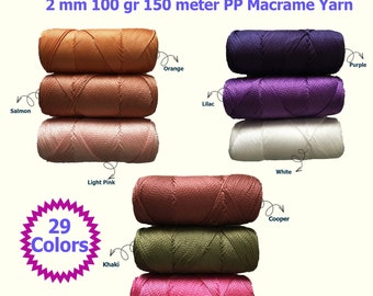 Cordón de macramé de poliéster de 2 mm, hilo para tejer a crochet (150 m)