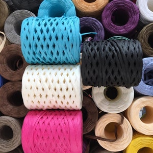 Raffia Yarns, paper yarns, 90 - 100 grams, 250 meters, paper yarn, Hat yarn, crochet yarn, basket yarn, cord yarn, bag yarn, raffia cord.