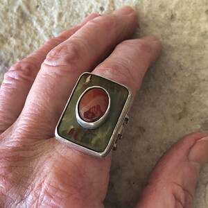 Sterling Silver Stone-on-Stone Jasper Statement Ring, size 7-3/4 image 4