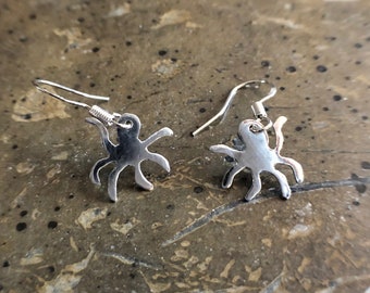 Little Octopus Dangle Earrings, sterling silver, handmade