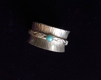 Sterling Silver Spinner Ring with 1 Spinner, Amazonite Stone, size 9.5