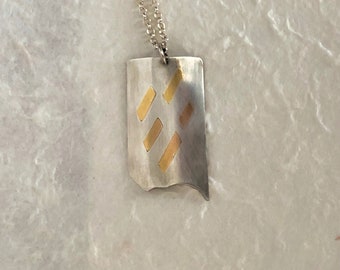 Sterling Silver and 14K gold pendant, handmade, optional sterling silver chain