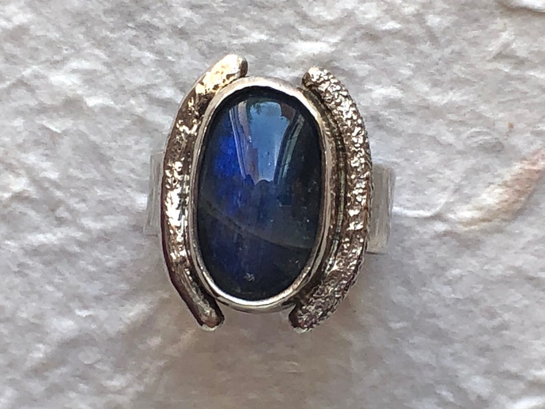 Labradorite Ring, Sterling Silver, size 6 画像 1