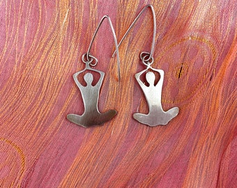 Argentium Yoga Earrings, Lotus Position