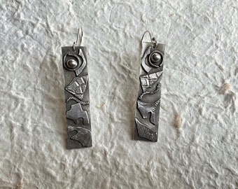 Rectangular Sterling Silver Earrings, Collage