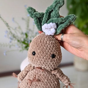 Mandrake Amigurumi Crochet Pattern - Wizard Plant with Chenille Yarn