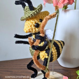 Handmade crochet wasp doll inspired by DND insect fantasy character