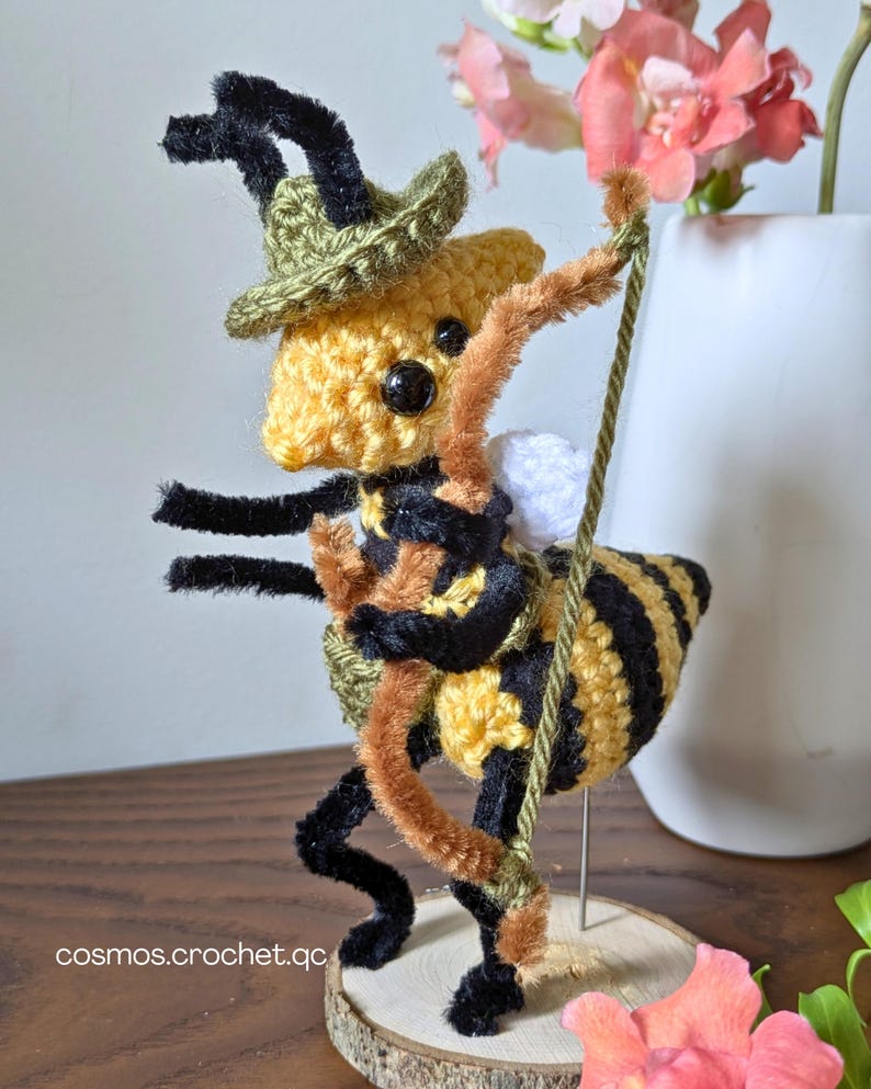 Handmade crochet wasp doll inspired by DND insect fantasy character
