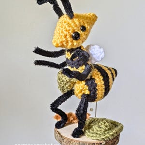 Crochet wasp amigurumi close-up showcasing wings and texture details