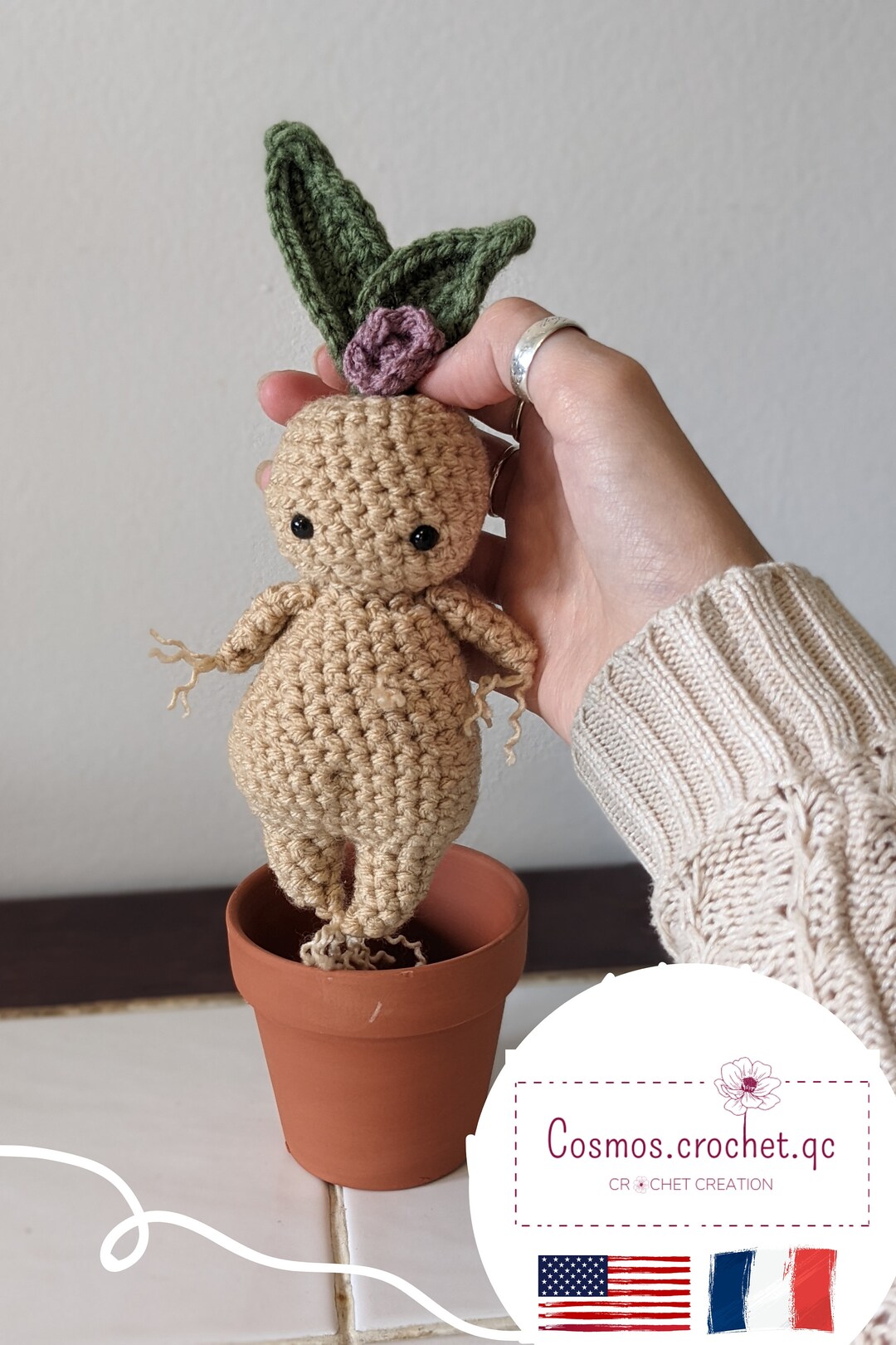 Mandrake Crochet Pattern Plant Crochet Amigurumi Mandragora Cute