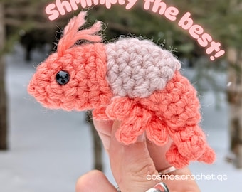 Shrimp Crochet Pattern – Shrimply the Best Kawaii Amigurumi PDF, Sea Creature Keychain, Instant Download