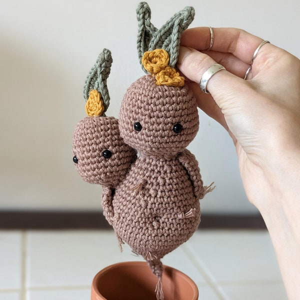 Mandrake Amigurumi Crochet Pattern - 2-Head Wizard Plant (Magical, PDF, English)