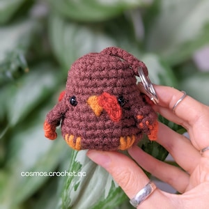 Turkey Crochet Pattern Keychain - Thanksgiving Amigurumi DIY Gift