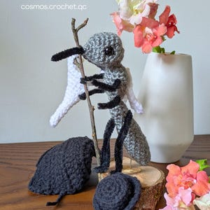 Cute gothic plague doctor plush in crochet with detailed cloak and mask