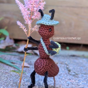 Small crochet ant plush character for DND inspired insect crochet pattern