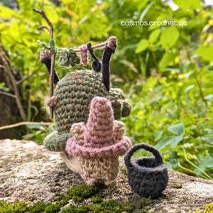 Soft crochet snail plush for tabletop RPG fantasy themed collection