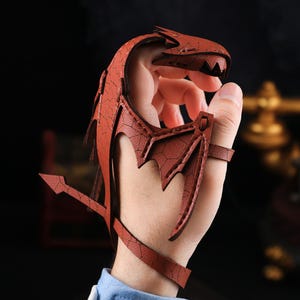 Leather Dragon Wrist, Leather Wrist, Adjustable Dragon Hand Cuff Arm Band, Leather Gifts, Gifts For Children,  Leather Bracelet Pattern