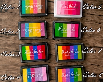 Rainbow Ink Pad,Diy Multicolor Craft Stamp Pad,Craft Ink Pads,Fingerprint Ink Pads,Ink Pads,Rubber Stamp Ink Pad,6 Color Ink Pad,Ink Pad Set
