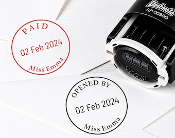 Custom Adjustable Date Stamp, Self-Inking Stamp, Personalized Teacher Date Stamp, Custom Paid/Received Rubber Stamper, Checked by Teacher