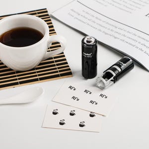 Mini tampon de carte de fidélité personnalisé, Mini tampon en caoutchouc de logo personnalisé, Mini tampon auto-encreur personnalisé, Tampon de carte de café, Tampon de carte de fidélité personnalisée
