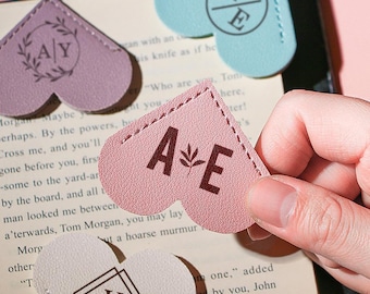 Custom Leather Bookmark, Custom Personalized Leather Bookmark , Initial Leather Bookmark, Book Lover Gift, Heart Leather Bookmark, Bookmarks