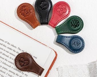 Custom Leather Bookmark, Custom Personalized Leather Bookmark , Leather Magnetic Bookmark, Initial Leather Bookmark, Book Lover Gift