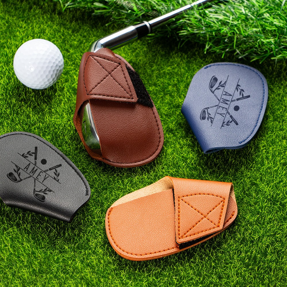 Custom Leather Golf Club Covers, Golf Iron Cover, Iron Head Covers, Custom Golf Accessory, Golf Head Covers, Custom Personalized Golf Gift
