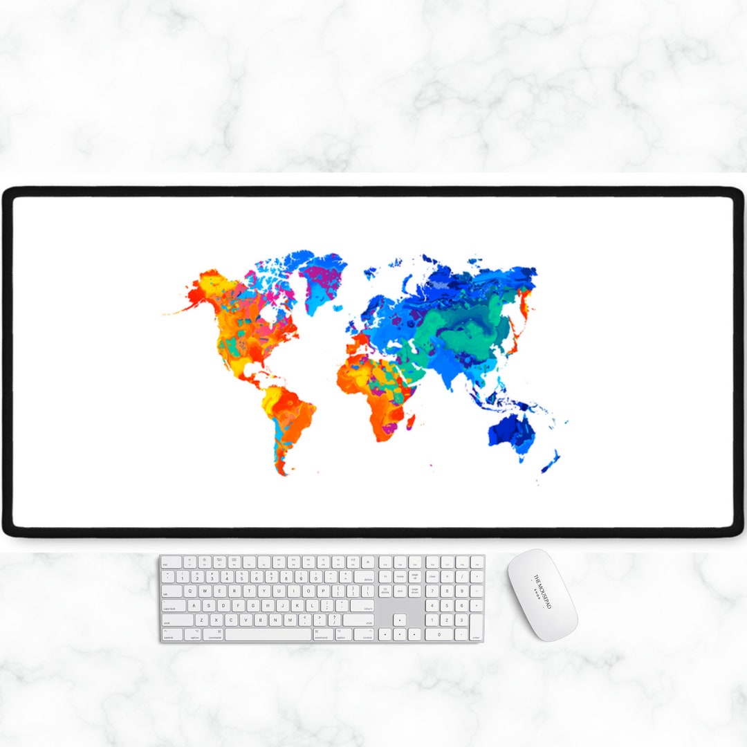 World Map Desk Mat Map of the World Neoprene Gaming Mat - Etsy