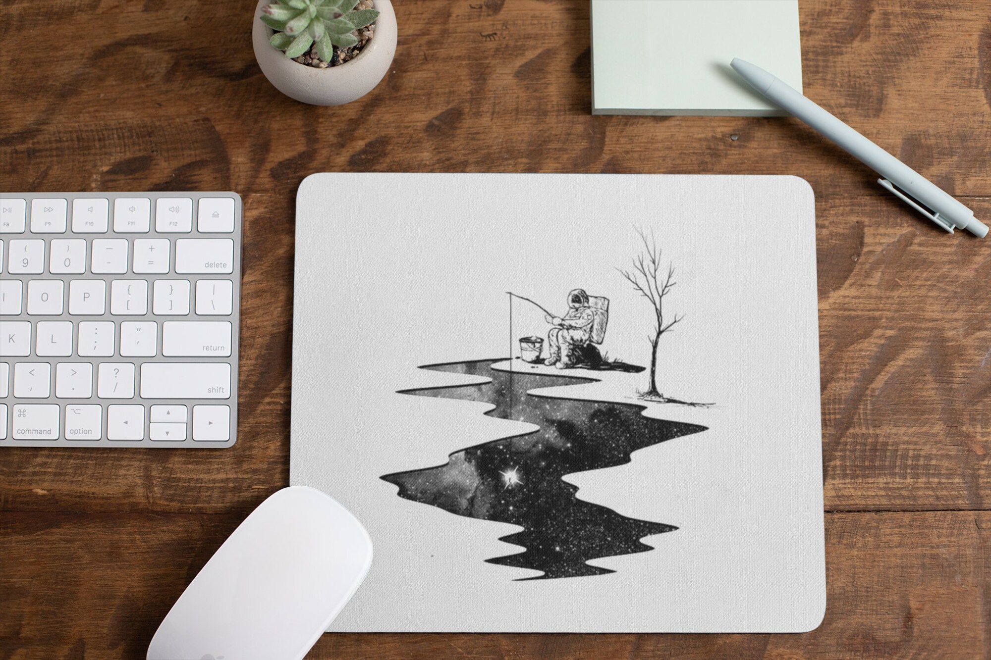 Discover Space Astronaut Fishing Stars Mouse Pad Tapete De Rato Astronauta Desenho