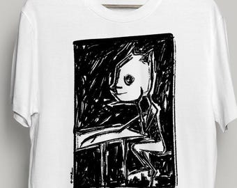 Camiseta unisex “El diablo está pensando” Arte de Fitar - Para quienes piensan demasiado
